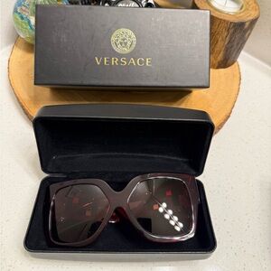 Versace Women's Burgundy and Black Sunglasses